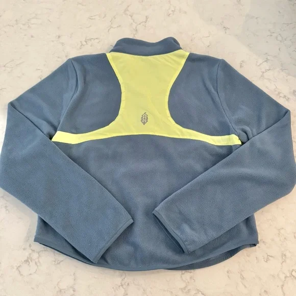 Free People In The Zone Zip Up Fleece Jacket Skyline/ Sour Citrus Size Large - Picture 5 of 11
